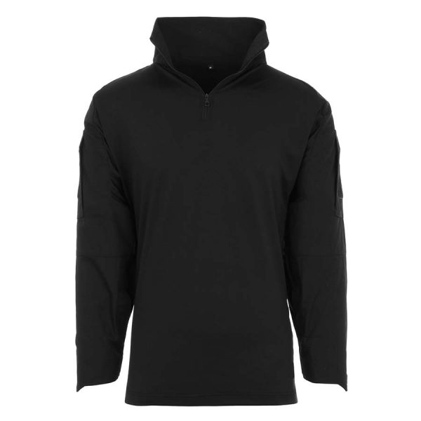 131400 Tactical shirt UBACzwart <big>Tactical shirt Zwart van 65% Polyester / 35% Katoen Ripstop en 100% Polyester.</big> <strong>Kenmerken:</strong> <ul> <li><big>Under Body Armour Combat Shirt, gemaakt voor het dragen onder het balistisch vest.</big></li> <li><big>Optimaal draag comfort, de armen zijn als een normale gevechtsjas opgemaakt van 50/50 NyCo Rip Stop en als extra voorzien van versterkte ellebogen.</big></li> <li><big>2 opgezette armzakken met Velcro vlakken en opbergzak met ritssluiting.</big></li> <li><big>Versterkte elleboogvlakken. </big></li> <li><big>Contour ontworpen polsen met Velcro sluiting.</big></li> </ul>