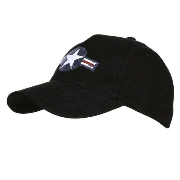 215151 280 Baseball cap USAF WWII zwart Baseball cap van 100% katoen. De cap is verstelbaar en heeft een print op de voorzijde van de cap. <div class="colordesc">Zwart</div>