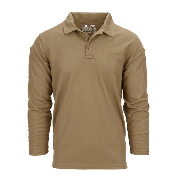 1111133406 Tactical polo Quick Dry long sleeve4 Tactical polo Quick Dry van 100% polyester Coyote. Optimale bewegingsvrijheid door de zachte stretch stof. Quick Dry materiaal is sneldrogend en vochtregulerend. Beide mouwen zijn voorzien van een pennen vakje. Tevens zit er op de linker mouw klittenband. <a title="Maattabel" href="https://dump.dev.newagents.nl/wp-content/uploads/2022/06/133406-Tactical-polo-Quick-Dry-lange-mouw-maattabel.pdf" target="_blank" rel="noopener noreferrer"><button><span style="color: #ef471f; font-size: medium;"><strong>Maattabel</strong></span></button></a>