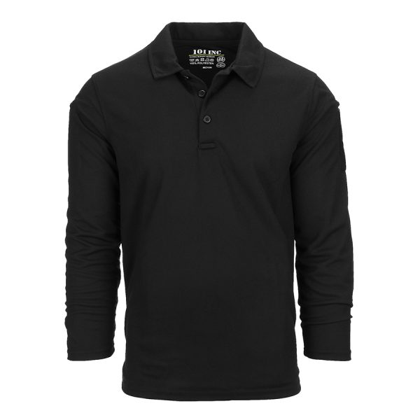 1111133406 Tactical polo Quick Dry long sleeve5 Tactical polo Quick Dry van 100% polyester Zwart. Optimale bewegingsvrijheid door de zachte stretch stof. Quick Dry materiaal is sneldrogend en vochtregulerend. Beide mouwen zijn voorzien van een pennen vakje. Tevens zit er op de linker mouw klittenband. <a title="Maattabel" href="https://dump.dev.newagents.nl/wp-content/uploads/2022/06/133406-Tactical-polo-Quick-Dry-lange-mouw-maattabel.pdf" target="_blank" rel="noopener noreferrer"><button><span style="color: #ef471f; font-size: medium;"><strong>Maattabel</strong></span></button></a>