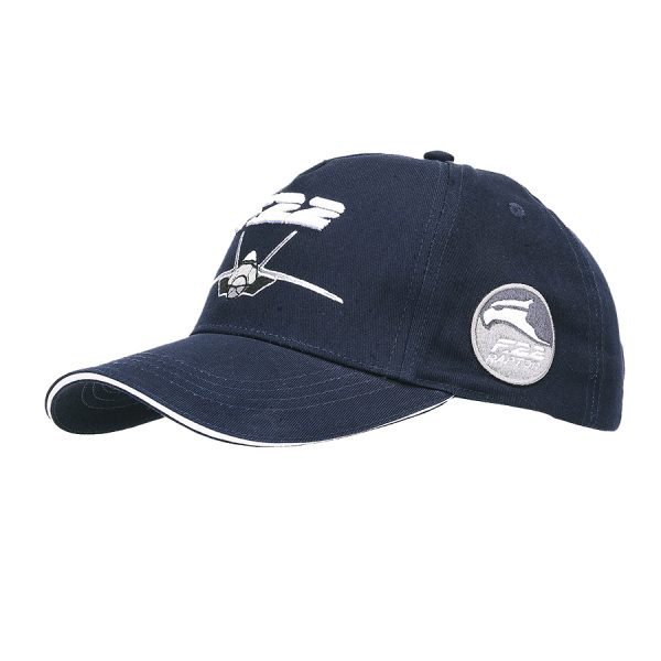 111215216 Kinder baseball cap F 22 U.S. Air Force Kinder Baseball cap Blauw van de U.S. Air Force F-22 straaljager van 100% katoen. De baseball cap heeft 3D geborduurde tekst en is verstelbaar aan de achterzijde. De pasvorm van de baseball cap is perfect en dankzij de verstelbaarheid past deze cap ieder kind. &nbsp;