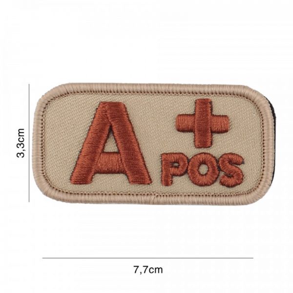 442318 8008 Embleem stof bloedgroep Apositief coyote 8107 Embleem met tekst/afbeelding van stof met klittenband.