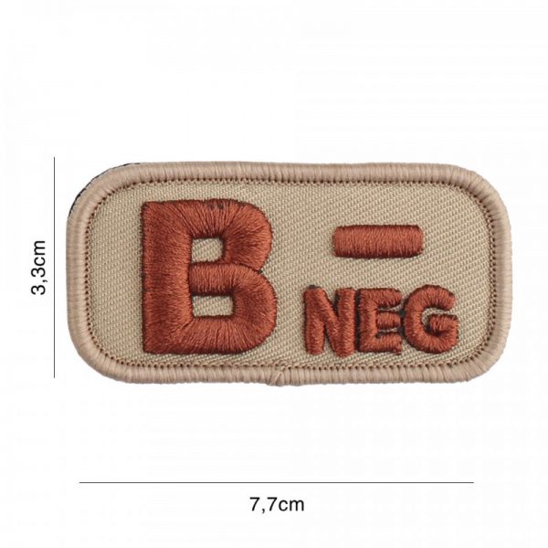 442318 8009 Embleem stof bloedgroep B negatief coyote 8108 Embleem met tekst/afbeelding van stof met klittenband.