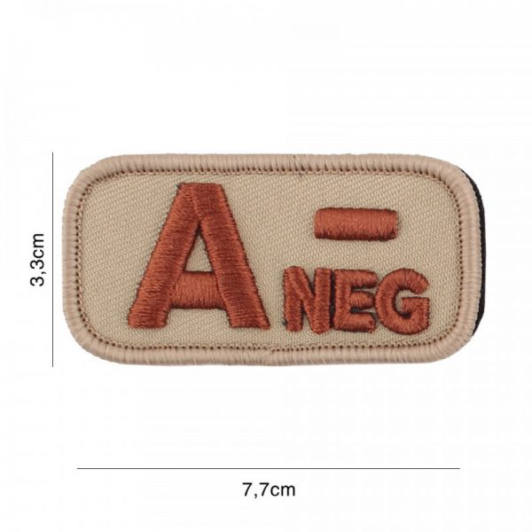 442318 8012 Embleem stof bloedgroep A negatief coyote 8111 Embleem met tekst/afbeelding van stof met klittenband.
