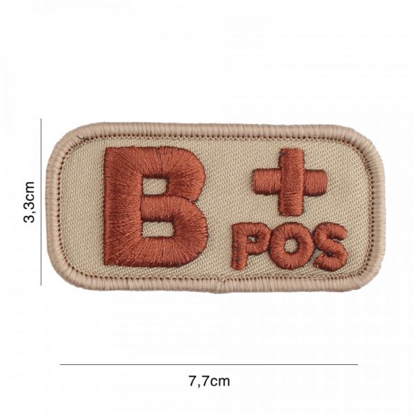 442318 8013 Embleem stof bloedgroep Bpositief coyote 8112 Embleem met tekst/afbeelding van stof met klittenband.