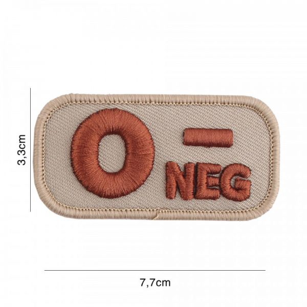 442318 8015 Embleem stof bloedgroep O negatief coyote 8114 Embleem met tekst/afbeelding van stof met klittenband.
