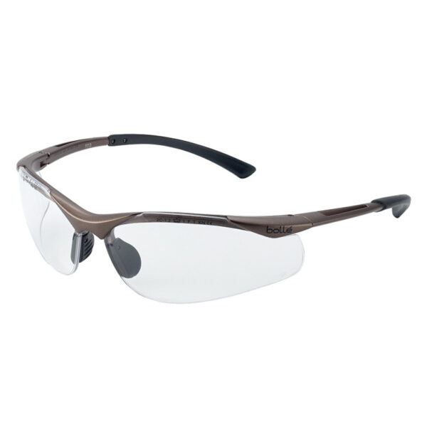 Bolle contour bril CONTPSi clear 45 De Bollé Contour bril is een uitstekende keuze voor wie op zoek is naar een sterke, beschermende, comfortabele en lichtgewicht bril. Het strakke en simpele design maakt deze veiligheidsbril geschikt voor allerlei situaties. Dankzij de non-slip neusbrug en anti-slip TIPGRIP-poten blijft de bril stevig op zijn plaats zitten. Bovendien is de bril antistatisch en weegt hij slechts 21 gram. Bestel nu de Bollé Contour Bril (CONTPSi) Clear #45 en geniet van optimaal zicht en bescherming.
