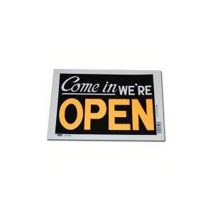 Plastic plaat klein come in we're open #8168