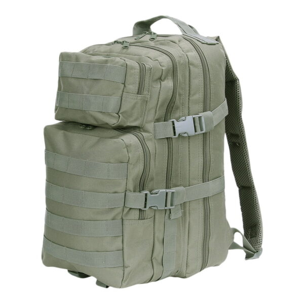 351710 Rugzak US assault LQ13168A116 Ontdek de 101 INC® US Assault Rugzak - een stoere daypack met 25 liter inhoud, ideaal voor dagtrips, school of woon-werkverkeer. Lichtgewicht met comfortabele padding, verstelbare draagstraps, Molle systeem, 4 ritsvakken, en laptopruimte. Gemaakt van duurzaam 100% polyester.