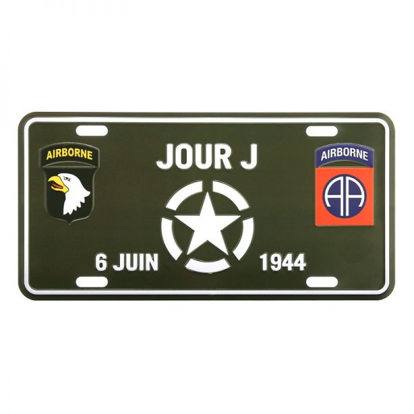 415140 9003 Nummerplaat Jour J 6 juin 1944 Aluminium plaat met tekst/afbeelding 30 bij 15 cm.