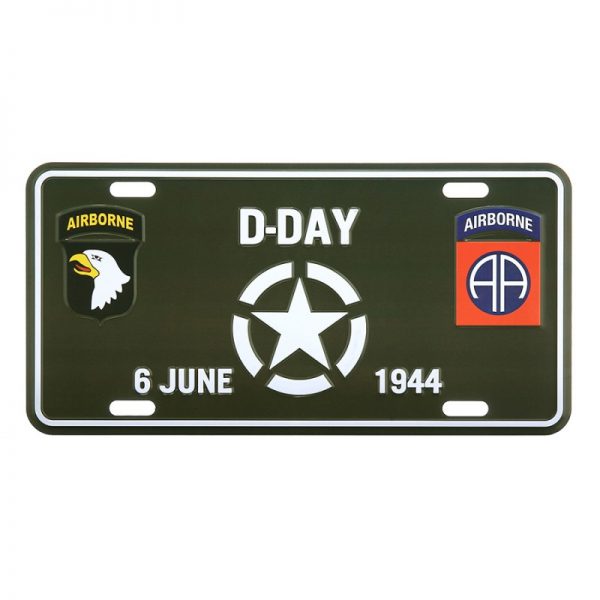415140 9005 Nummerplaat D Day White Star 6 june 1944 Aluminium plaat met tekst/afbeelding 30 bij 15 cm.