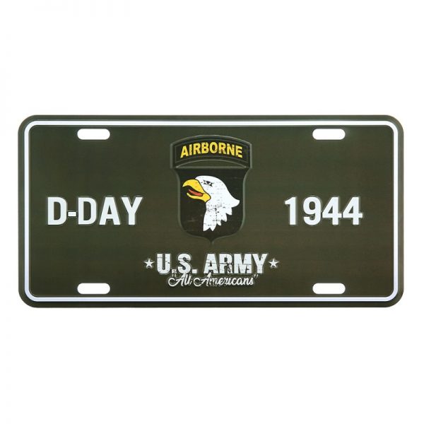 415140 9006 Nummerplaat D Day 1944 101st Airborne Aluminium plaat met tekst/afbeelding 30 bij 15 cm.