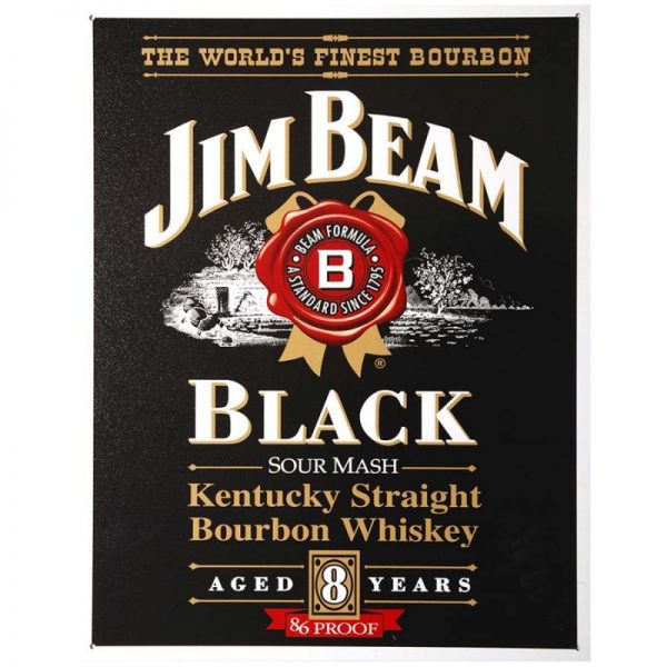 415151 2406 Metalen plaat groot 6. Jim Beam zwart Metalen plaat groot met tekst/afbeelding Afmeting: 41 x 32 cm.