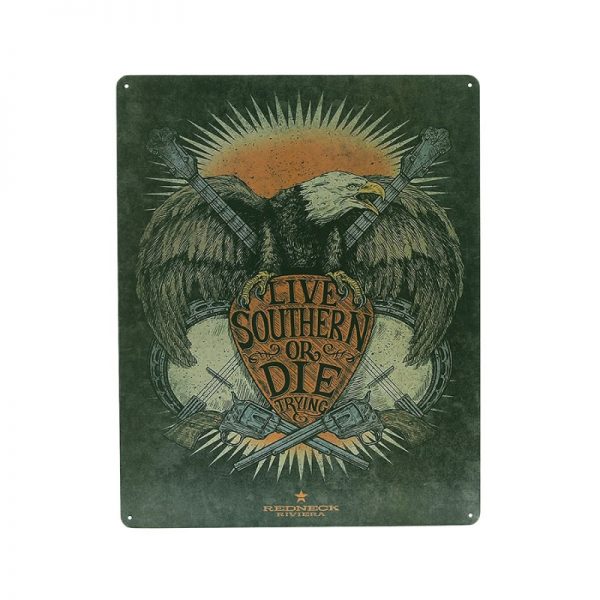 415151 2422 Metalen plaat groot 109 Live Southern 43 x 30 cm.