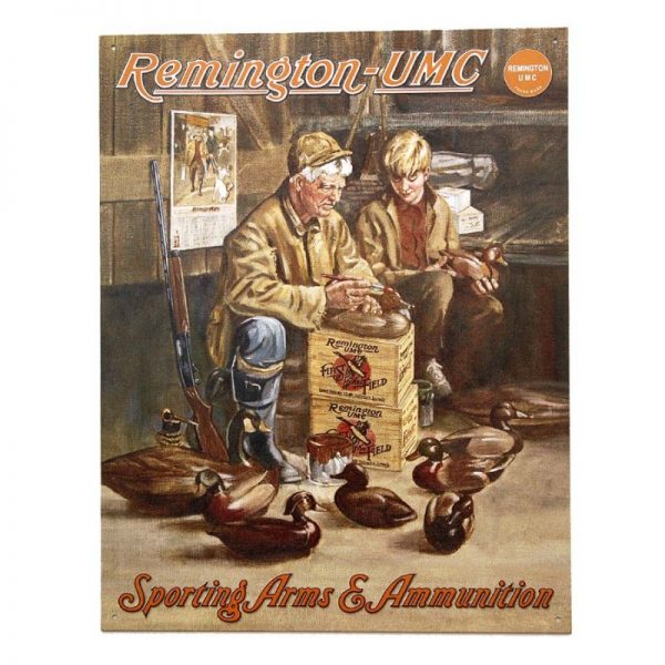415151 2431 Metalen plaat groot 31. Remington UMC Metalen plaat groot met tekst/afbeelding Afmeting: 41 x 32 cm.