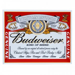 Metalen plaat groot 63. Budweiser