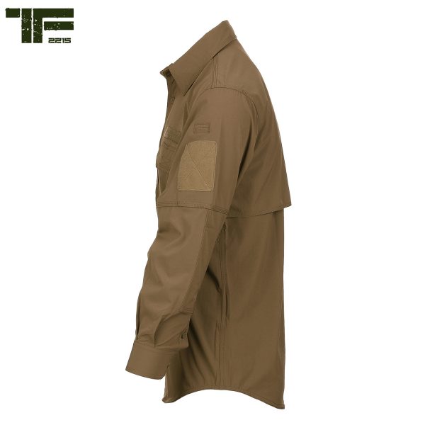11135500 TF 2215 Bravo One Shirt1 <big><strong>Task Force 2215® Bravo One Overhemd</strong> Multifunctioneel shirt van TF-2215 speciaal ontwikkeld voor de actieve outdoorfanaat. Een flexibel en lichtgewicht overhemd welke is gemaakt van ademend quick dry materiaal.</big> Dit shirt brengt je veel gemak en comfort dankzij zijn handige eigenschappen. Zo is het overhemd voorzien van handige vakjes & zakken om spullen mee te nemen. Ideaal voor outdooracitiviteiten zoals hiken, reizen, jagen en bijvoorbeeld bushcraft. <strong>Materiaal: </strong>Gemaakt van 4 way stretch materiaal. 88% nylon en 12% elastisch materiaal <strong>Kenmerken:</strong> <ul> <li><big>Knopen sluiting</big></li> <li><big>Drievoudig gestikte naden voor verbeterde duurzaamheid</big></li> <li><big>Ventilerende mesh armvakken</big></li> <li><big>Twee zakken op de borst</big></li> <li><big>Twee verborgen opbergvakjes onder de borstzakken voor bijvoorbeeld uw paspoort</big></li> <li><big>Meerdere klittenband panelen op de borst</big></li> <li><big>Klittenband panelen (10 x 8 cm) op de bovenarmen</big></li> <li><big>Versterkte ellebogen</big></li> <li><big>Mesh voering aan de binnenkant voor extra ventilatie</big></li> </ul> &nbsp;