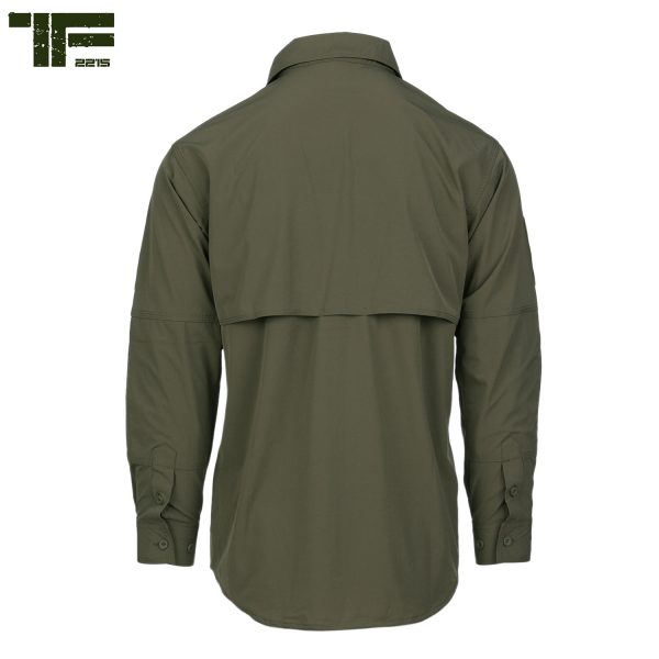 11135500 TF 2215 Bravo One Shirt7 <big><strong>Task Force 2215® Bravo One Overhemd</strong> Multifunctioneel shirt van TF-2215 Ranger green speciaal ontwikkeld voor de actieve outdoorfanaat. Een flexibel en lichtgewicht overhemd welke is gemaakt van ademend quick dry materiaal.</big> Dit shirt brengt je veel gemak en comfort dankzij zijn handige eigenschappen. Zo is het overhemd voorzien van handige vakjes & zakken om spullen mee te nemen. Ideaal voor outdooracitiviteiten zoals hiken, reizen, jagen en bijvoorbeeld bushcraft. <strong>Materiaal: </strong>Gemaakt van 4 way stretch materiaal. 88% nylon en 12% elastisch materiaal <strong>Kenmerken:</strong> <ul> <li><big>Knopen sluiting</big></li> <li><big>Drievoudig gestikte naden voor verbeterde duurzaamheid</big></li> <li><big>Ventilerende mesh armvakken</big></li> <li><big>Twee zakken op de borst</big></li> <li><big>Twee verborgen opbergvakjes onder de borstzakken voor bijvoorbeeld uw paspoort</big></li> <li><big>Meerdere klittenband panelen op de borst</big></li> <li><big>Klittenband panelen (10 x 8 cm) op de bovenarmen</big></li> <li><big>Versterkte ellebogen</big></li> <li><big>Mesh voering aan de binnenkant voor extra ventilatie</big></li> </ul>