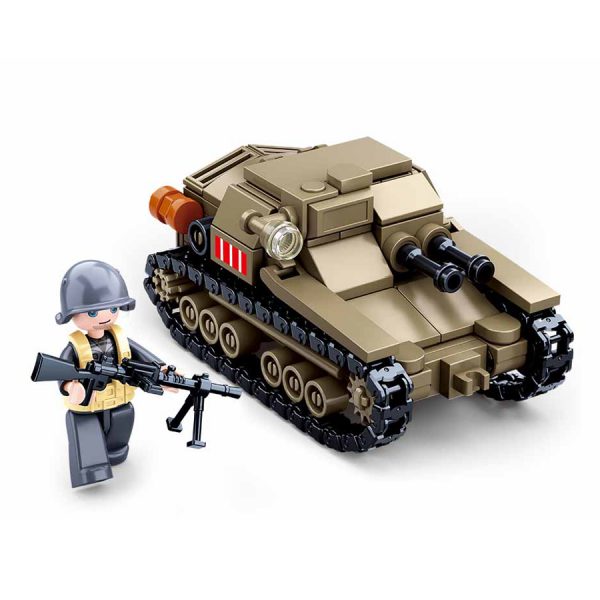 111413278 Sluban Small Italian tank M38 B0709 161381 Sluban is hét merk met leger gerelateerde bouwsets. Sluban is een van de weinige aanbieders van bouwstenen die legerartikelen in haar assortiment heeft. Het voordeel van Sluban is dat het ook compatibel is met andere grote bouwsteenmerken, je hoeft je dus geen zorgen te maken dat sluban niet past op je andere bouwsteenmerken.