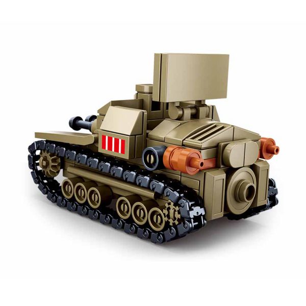 111413278 Sluban Small Italian tank M38 B0709 161382 Sluban is hét merk met leger gerelateerde bouwsets. Sluban is een van de weinige aanbieders van bouwstenen die legerartikelen in haar assortiment heeft. Het voordeel van Sluban is dat het ook compatibel is met andere grote bouwsteenmerken, je hoeft je dus geen zorgen te maken dat sluban niet past op je andere bouwsteenmerken.