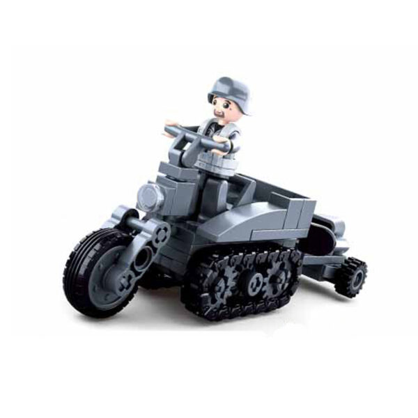 413274 Sluban German Army Half crawler motorcycle M38 B0680B 16133123 Sluban is hét merk met leger gerelateerde bouwsets. Sluban is een van de weinige aanbieders van bouwstenen die legerartikelen in haar assortiment heeft. Het voordeel van Sluban is dat het ook compatibel is met andere grote bouwsteenmerken, je hoeft je dus geen zorgen te maken dat sluban niet past op je andere bouwsteenmerken.