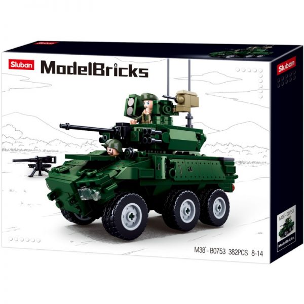 413284 Sluban 6x6 Wheeled infantry combat vehicle M38 B0753 161431 Sluban is hét merk met leger gerelateerde bouwsets. Sluban is een van de weinige aanbieders van bouwstenen die legerartikelen in haar assortiment heeft. Het voordeel van Sluban is dat het ook compatibel is met andere grote bouwsteenmerken, je hoeft je dus geen zorgen te maken dat sluban niet past op je andere bouwsteenmerken.