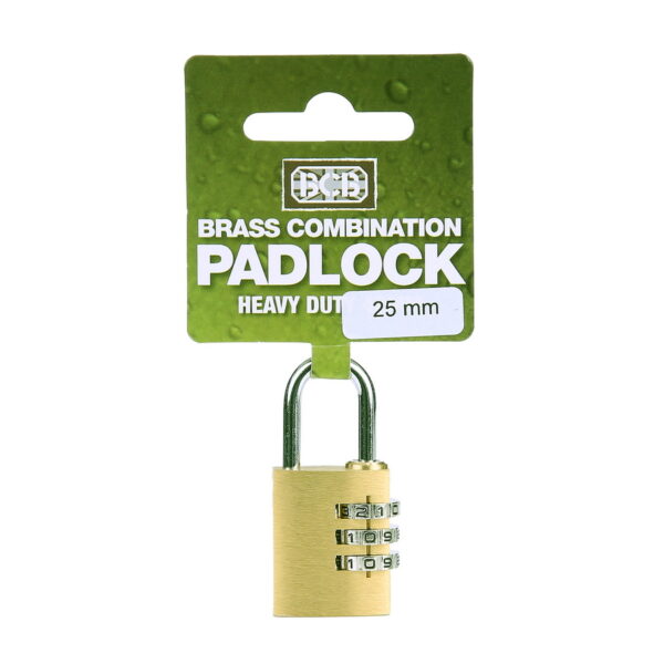 259283 BCB Combinatie hangslot 25mm CJ5602 Hoogwaardige kwaliteit combinatieslot van BCB. Dit combinatieslot geeft je de mogelijkheid een eigen code te kiezen voor optimale veiligheid. <big><strong>Gebruiksaanwijzing:</strong></big> <big>Slot openen:</big> <ol> <li><big>Aan het begin is de code 0-0-0-0</big></li> <li><big>Voer de code in bij de streepjes</big></li> <li><big>Trek het slot omhoog</big></li> </ol> <big>Eigen code bevestigen:</big> <ol> <li><big>Zet het slot in de openingspositie (slot omhoog trekken)</big></li> <li><big>Draai het slot 180 graden en druk het naar beneden</big></li> <li><big>Kies een nieuwe code op het codewiel (cijfers weer invullen bij de aangegeven streepjes)</big></li> <li><big>Trek het slot weer omhoog</big></li> <li><big>Je nieuwe code moet nu werken​ </big></li> </ol>
