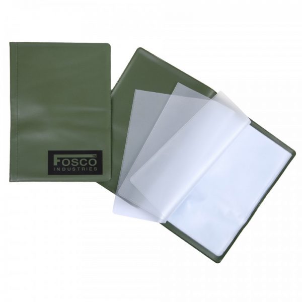 469630 Document houder A5 groot Document boek waterproof. Dit documentboek is zo ontworpen dat het waterafstotend is. Is voorzien van 20 insteekhoezen. Groen