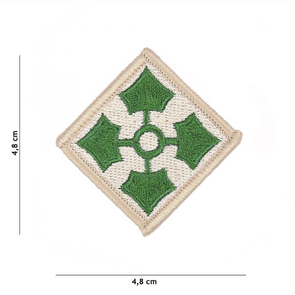 442302 8019 Embleem stof 4th US Infantry Division 4077 Embleem met tekst/afbeelding van stof.