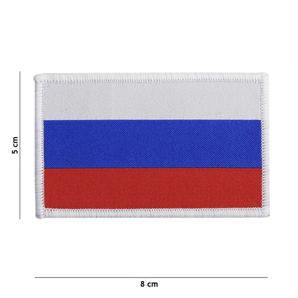 446100 10008 Embleem stof fijn geweven vlag Rusland 7133 <big>Zeer fijn geweven embleem van 100% stof met klittenband achterzijde.  </big> <big>Door de fijne weving is dit embleem zeer gedetailleerd.</big>