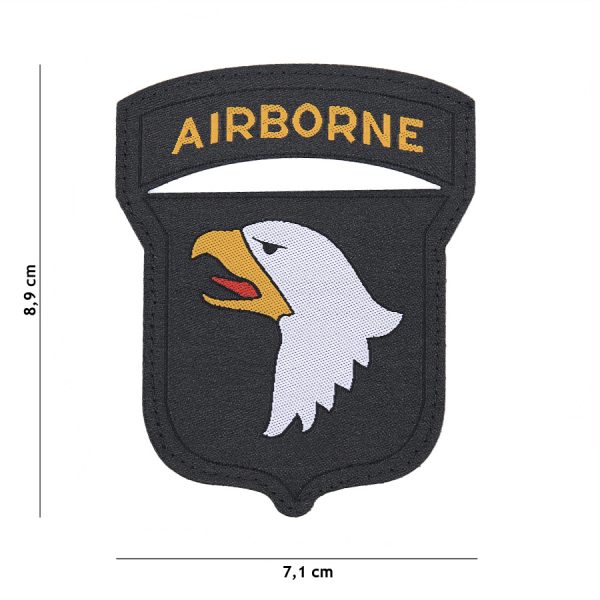 446101 10014 Embleem stof fijn geweven 101st. Airborne 7139 <big>Zeer fijn geweven embleem van 100% stof met klittenband achterzijde.  </big> <big>Door de fijne weving is dit embleem zeer gedetailleerd.</big>