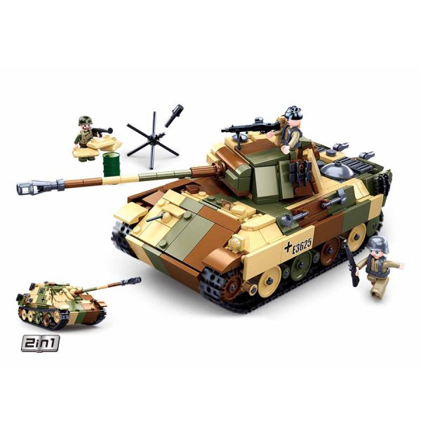 413272 Sluban Jeep Allied Star M38 70207 16086 <big>Deze set heet Sluban de veldslag en heeft als thema WWII. De set bestaat uit voertuigen, vliegtuigen en accessoires die elkaars tegenpolen waren in de Tweede Wereld Oorlog. </big> <big>Sluban is hét merk met leger gerelateerde bouwsets. Sluban is een van de weinige aanbieders van bouwstenen die legerartikelen in haar assortiment heeft. Het voordeel van Sluban is dat het ook compatibel is met andere grote bouwsteenmerken, je hoeft je dus geen zorgen te maken dat sluban niet past op je andere bouwsteenmerken.</big> <big><strong>Inhoud set:</strong> Aantal minifiguren: 3 Aantal blokjes: 725 Doosafmeting (BxHxD): 52 x 33 x 6.7 cm Moeilijkheidsgraad: Gemiddeld (vanaf 6 jaar)</big>