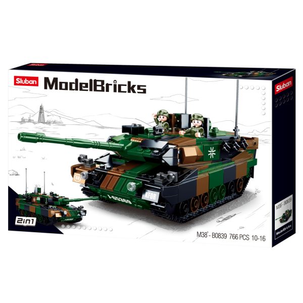 413295 Sluban German Main Battle Tank M38 B0839 160881 Sluban is hét merk met leger gerelateerde bouwsets. Sluban is een van de weinige aanbieders van bouwstenen die legerartikelen in haar assortiment heeft. Het voordeel van Sluban is dat het ook compatibel is met andere grote bouwsteenmerken, je hoeft je dus geen zorgen te maken dat sluban niet past op je andere bouwsteenmerken.