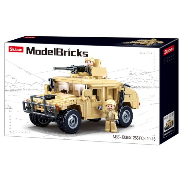 413296 Sluban Offroad Assault Vehicle M38 B0837 161131 <big>Sluban is hét merk met leger gerelateerde bouwsets. Sluban Offroad Assault Vehicle is een van de weinige aanbieders van bouwstenen die legerartikelen in haar assortiment heeft. Het voordeel van Sluban is dat het ook compatibel is met andere grote bouwsteenmerken, je hoeft je dus geen zorgen te maken dat sluban niet past op je andere bouwsteenmerken.</big> <big><strong>Inhoud set:</strong> Aantal minifiguren: 2 Aantal blokjes: 265 Doosafmeting (BxHxD): 47.5 x 28.5 x 6.7 cm Moeilijkheidsgraad: Moeilijk (vanaf 10 jaar)</big>
