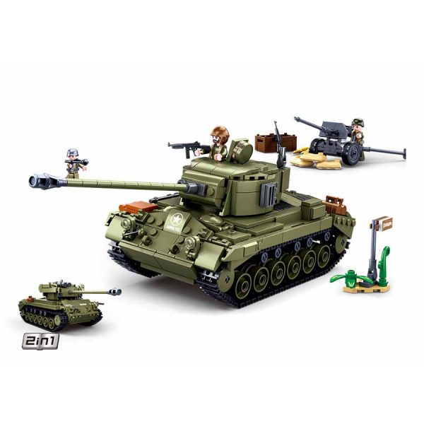 413301 Sluban Allied medium tank M38 B0860 16116 <big>Deze set heet Sluban de veldslag en heeft als thema WWII. De set bestaat uit voertuigen, vliegtuigen en accessoires die elkaars tegenpolen waren in de Tweede Wereld Oorlog. </big> <big>Sluban is hét merk met leger gerelateerde bouwsets. Sluban is een van de weinige aanbieders van bouwstenen die legerartikelen in haar assortiment heeft. Het voordeel van Sluban is dat het ook compatibel is met andere grote bouwsteenmerken, je hoeft je dus geen zorgen te maken dat sluban niet past op je andere bouwsteenmerken.</big>