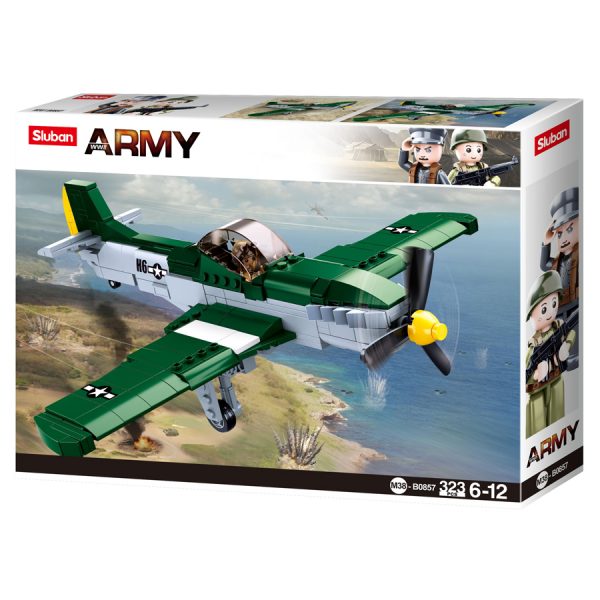 413302 Sluban American Fighter M38 B0857 161201 <big>Deze set heet Sluban de veldslag en heeft als thema WWII. De set bestaat uit voertuigen, vliegtuigen en accessoires die elkaars tegenpolen waren in de Tweede Wereld Oorlog. </big> <big>Sluban is hét merk met leger gerelateerde bouwsets. Sluban is een van de weinige aanbieders van bouwstenen die legerartikelen in haar assortiment heeft. Het voordeel van Sluban is dat het ook compatibel is met andere grote bouwsteenmerken, je hoeft je dus geen zorgen te maken dat sluban niet past op je andere bouwsteenmerken.</big>