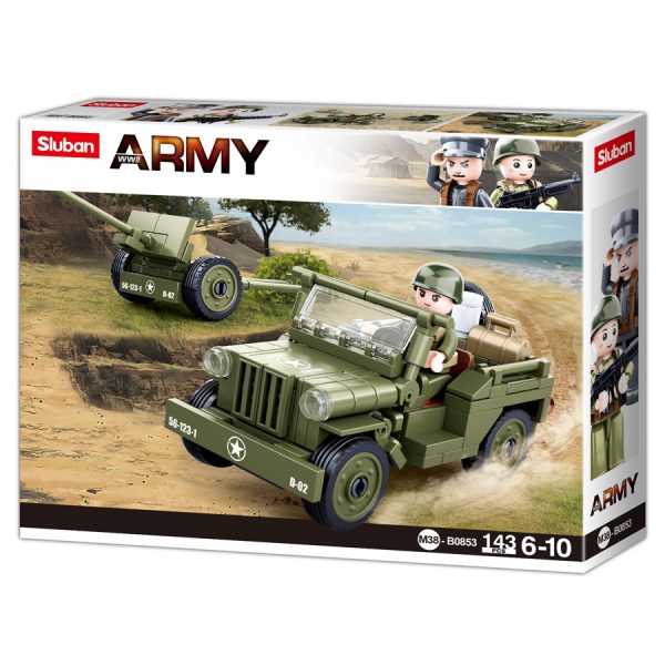 413304 Sluban Allied jeep with Anti Aircraft guns M38 B0853 161401 <big>Deze set heet Sluban Allied jeep with Anti-Aircraft gunsde veldslag en heeft als thema WWII. De set bestaat uit voertuigen, vliegtuigen en accessoires die elkaars tegenpolen waren in de Tweede Wereld Oorlog. </big> <big>Sluban is hét merk met leger gerelateerde bouwsets. Sluban is een van de weinige aanbieders van bouwstenen die legerartikelen in haar assortiment heeft. Het voordeel van Sluban is dat het ook compatibel is met andere grote bouwsteenmerken, je hoeft je dus geen zorgen te maken dat sluban niet past op je andere bouwsteenmerken.</big> <big><strong>Inhoud set:</strong> Aantal minifiguren: 1 Aantal blokjes: 143 Doosafmeting (BxHxD): 23.7 x 18.9 x 4.5 cm Moeilijkheidsgraad: Gemiddeld (vanaf 6 jaar)</big>
