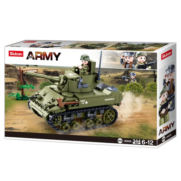413306 Sluban Allied Light tank M38 B0856 161031 <table> <tbody> <tr> <td><big>Deze set heet Sluban de veldslag en heeft als thema WWII. De set bestaat uit voertuigen, vliegtuigen en accessoires die elkaars tegenpolen waren in de Tweede Wereld Oorlog.</big></td> </tr> </tbody> </table> <big>Sluban is hét merk met leger gerelateerde bouwsets. Sluban is een van de weinige aanbieders van bouwstenen die legerartikelen in haar assortiment heeft. Het voordeel van Sluban is dat het ook compatibel is met andere grote bouwsteenmerken, je hoeft je dus geen zorgen te maken dat sluban niet past op je andere bouwsteenmerken.</big> <big><strong>Inhoud set:</strong> Aantal minifiguren: 1 Aantal blokjes: 344 Doosafmeting (BxHxD): 38 x 23.7 x 6.7 cm Moeilijkheidsgraad: Gemiddeld (vanaf 6 jaar)</big>