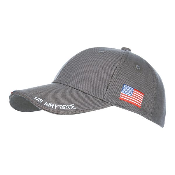 215083 Baseball cap U.S. Air Force USAF <big><strong>Fostex Garments® USAF Baseball Cap   </strong></big> <hr /> <big>Baseball cap met als opdruk op de klep het USAF logo. De baseball cap heeft 3D geborduurde tekst en is verstelbaar aan de achterzijde. De pasvorm van de baseball cap is perfect welke zorgt voor optimaal comfort.</big> <strong>Materiaal:</strong> 100% katoen <strong>Maat: </strong>One size fits all Grijs