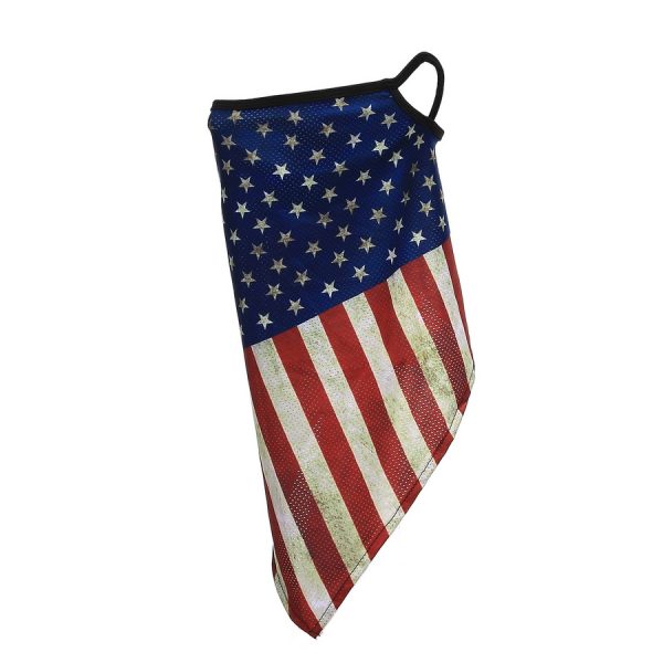 219360 Gezichtsmasker met oorlus USA vintage style 1 Gezichtsmasker met oorlus gemaakt van 100% polyester. Multifunctionele 2-in-1 gezichtsmasker met sjaal en oor bevestiging voor zowel mannen en vrouwen. Het masker is naadloos en flexibel waardoor deze comfortabel zit. Winddicht, zweet absoberend, warm en ademend.