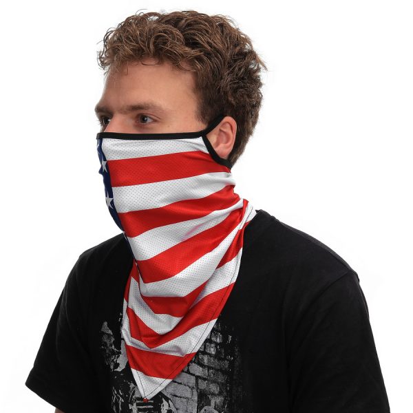 219361 Gezichtsmasker met oorlus USA style 21 Gezichtsmasker met oorlus gemaakt van 100% polyester. Multifunctionele 2-in-1 gezichtsmasker met sjaal en oor bevestiging voor zowel mannen en vrouwen. Het masker is naadloos en flexibel waardoor deze comfortabel zit. Winddicht, zweet absoberend, warm en ademend.