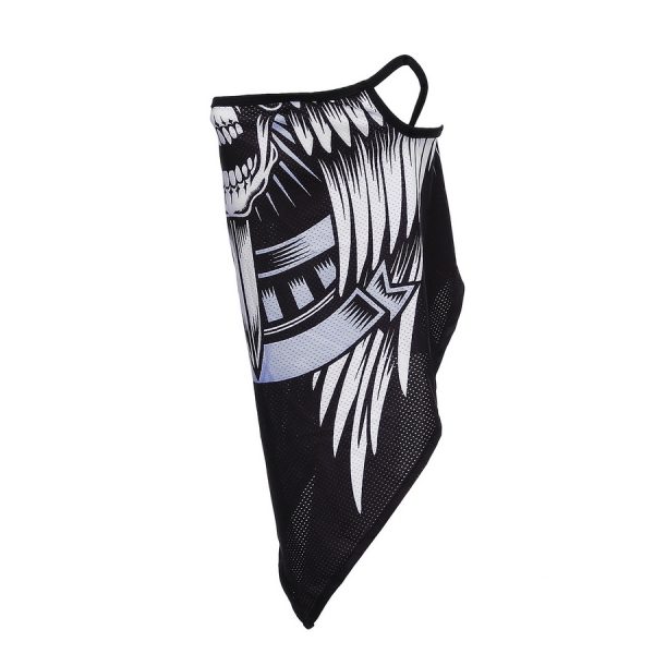 219367 Gezichtsmasker met oorlus skull met zwaard style 8 Gezichtsmasker met oorlus gemaakt van 100% polyester. Multifunctionele 2-in-1 gezichtsmasker met sjaal en oor bevestiging voor zowel mannen en vrouwen. Het masker is naadloos en flexibel waardoor deze comfortabel zit. Winddicht, zweet absoberend, warm en ademend.