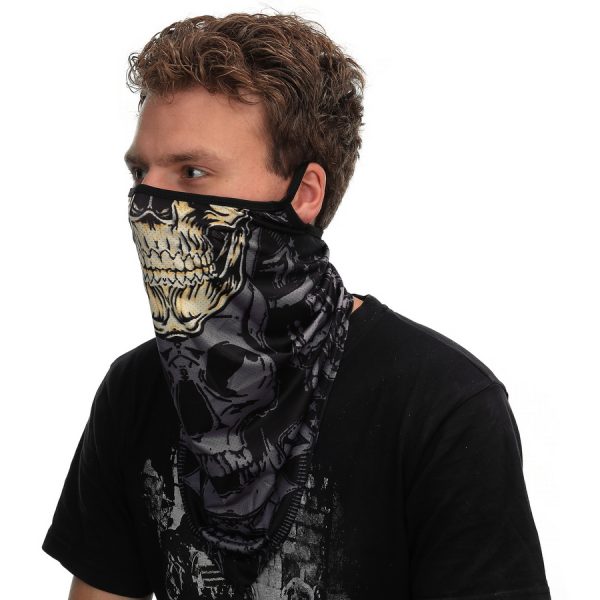 219370 Gezichtsmasker met oorlus gele skull style 101 Gezichtsmasker met oorlus gemaakt van 100% polyester. Multifunctionele 2-in-1 gezichtsmasker met sjaal en oor bevestiging voor zowel mannen en vrouwen. Het masker is naadloos en flexibel waardoor deze comfortabel zit. Winddicht, zweet absoberend, warm en ademend.