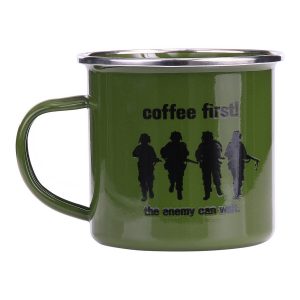 Emaille mok Coffee First!