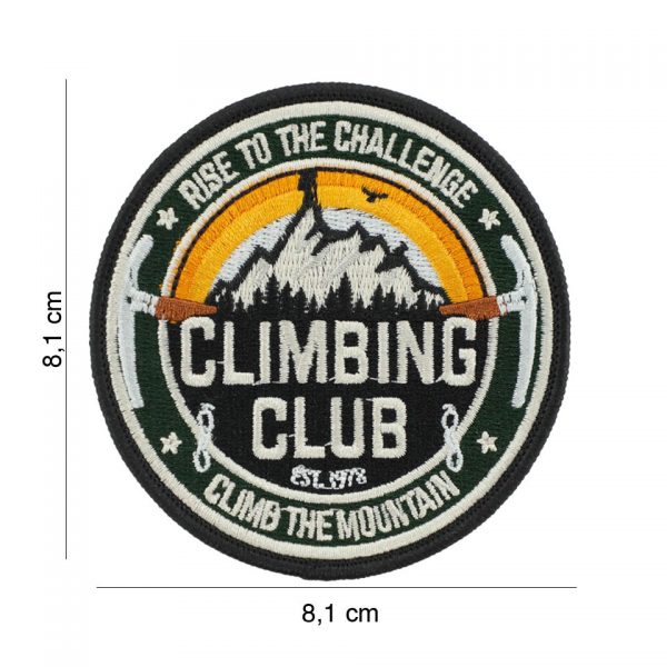 442324 8024 Embleem stof Climbing Club 23003 Outdoor Patches! Dit is een unieke serie emblemen ontworpen voor de avontuurlijke outdoormensen in de wereld. Hou je van bushcraft, hiken, reizen en verken je graag de natuur? Deze outdoor emblemen geven je trip een morele boost! Embleem met tekst/afbeelding van stof