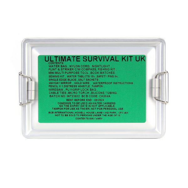 469481 BCB Ultimate survival kit CK004A <ul> <li><strong>Afmetingen:</strong> 13 x 9,5 x 3 cm</li> <li><strong>Gewicht:</strong> 306 g</li> <li><strong>Let op:</strong> Niet te verkopen aan personen onder de 18 jaar.</li> </ul> <h3>Waarom kiezen voor de BCB Complete Survival Kit?</h3> <ul> <li><strong>Compact en draagbaar:</strong> Ideaal voor hikes, noodsituaties of avontuurlijke reizen.</li> <li><strong>Waterdicht ontwerp:</strong> Houdt alle items droog en beschermd.</li> <li><strong>Uitgebreide inhoud:</strong> Bevat 23 essentiële survivalitems voor diverse noodsituaties.</li> <li><strong>Betrouwbaarheid:</strong> Gemaakt door BCB, een vertrouwd merk op het gebied van survivaluitrusting.</li> </ul> Ga goed voorbereid op pad met de <strong>BCB Complete Survival Kit CK004A</strong>!