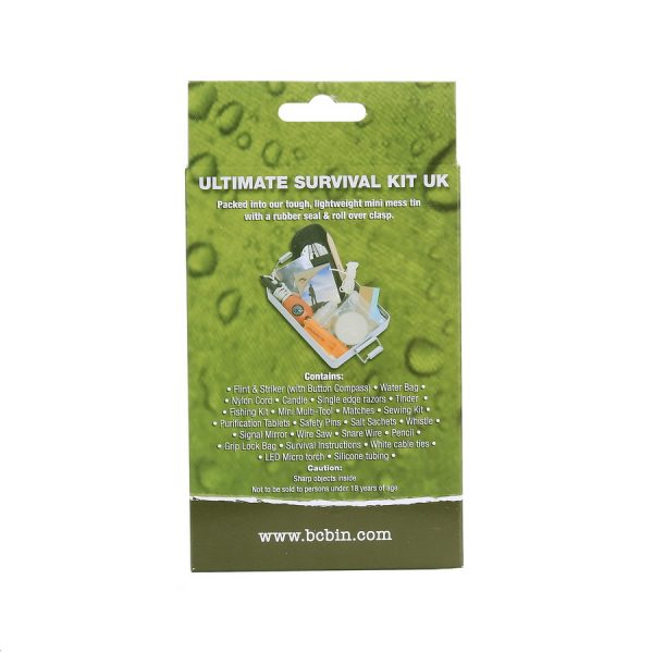 469481 BCB Ultimate survival kit CK004A2 <ul> <li><strong>Afmetingen:</strong> 13 x 9,5 x 3 cm</li> <li><strong>Gewicht:</strong> 306 g</li> <li><strong>Let op:</strong> Niet te verkopen aan personen onder de 18 jaar.</li> </ul> <h3>Waarom kiezen voor de BCB Complete Survival Kit?</h3> <ul> <li><strong>Compact en draagbaar:</strong> Ideaal voor hikes, noodsituaties of avontuurlijke reizen.</li> <li><strong>Waterdicht ontwerp:</strong> Houdt alle items droog en beschermd.</li> <li><strong>Uitgebreide inhoud:</strong> Bevat 23 essentiële survivalitems voor diverse noodsituaties.</li> <li><strong>Betrouwbaarheid:</strong> Gemaakt door BCB, een vertrouwd merk op het gebied van survivaluitrusting.</li> </ul> Ga goed voorbereid op pad met de <strong>BCB Complete Survival Kit CK004A</strong>!