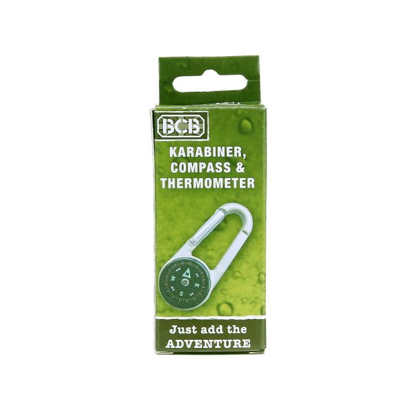 259137 BCB karabijnhaak 3 in 1 CK3101 <big>Karabijnhaak, kompass en thermometer in 1 Deze karabijnhaak is ideaal voor backpacken of outdoor avonturen. </big> <big><strong>Kenmerken:</strong></big> <ul> <li><big>Metalen hoes</big></li> <li><big>Zink legering</big></li> <li><big>Vloeistof gevuld met lichtgevende wijzerplaat om 's nachts gemakkelijk af te lezen</big></li> </ul> <big><strong>Afmeting: </strong>7 x 3 x 1,5 </big>
