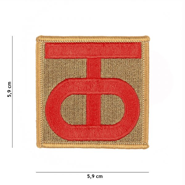 442302 8021 Embleem stof 90th US Infantry Division WWII 3051 Embleem met tekst/afbeelding van stof.