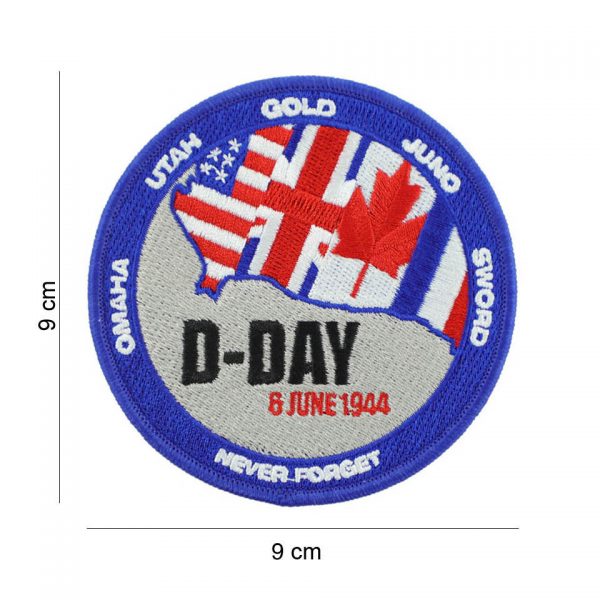 442306 8031 Embleem stof D Day Never forget 19081 Embleem met tekst/afbeelding van stof.